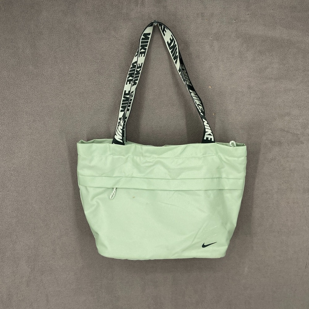 Nike Sportswear Essentials Messenger Tote Bag Womens Green Zipper Inner Pockets